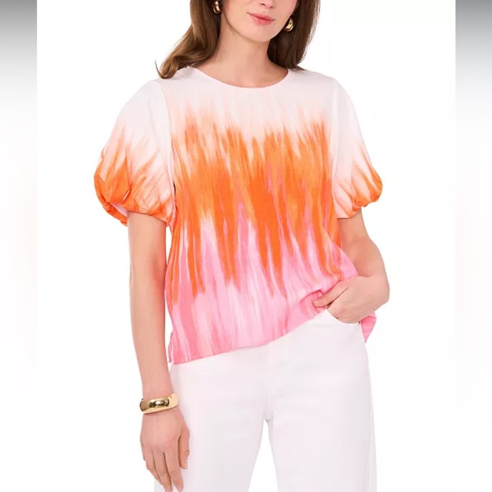 🆕 Vince Camuto Tie-Dye Puff sleeve top